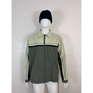 Vintage OP Windbreaker Jacket Green/Beige – Size L – 90s Y2K Vibes